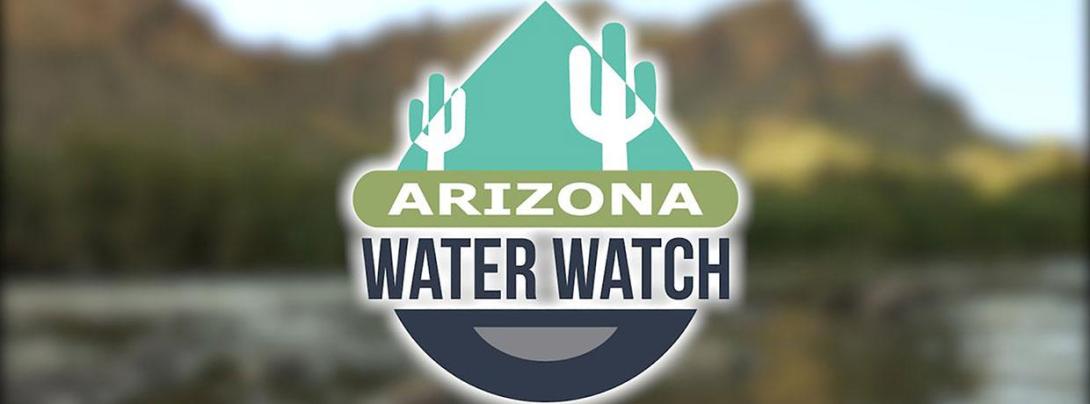 Arizona Water Watch logo over a body of water