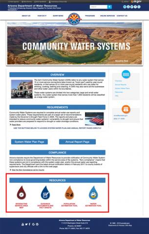 ADWR Community Water Systems web page
